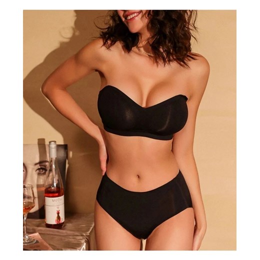 Bezszwowy biustonosz bez ramiączek - Czarny S ze sklepu Intimica.pl w kategorii Biustonosze - zdjęcie 186351519