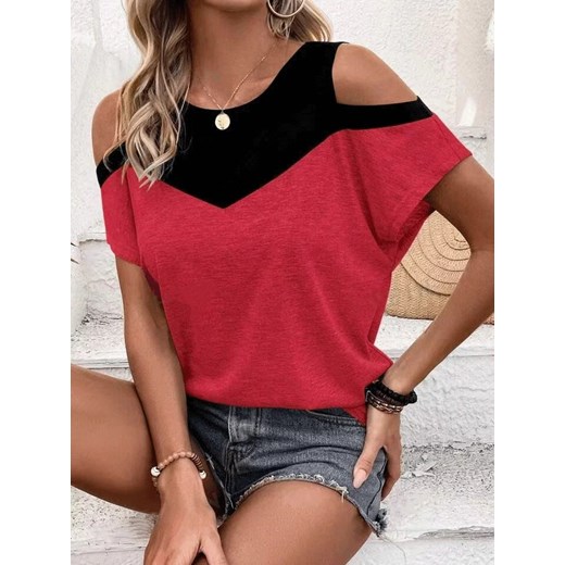 Damska bluzka z odkrytymi ramionami - Czerwony S ze sklepu Intimica.pl w kategorii Bluzki damskie - zdjęcie 186353757