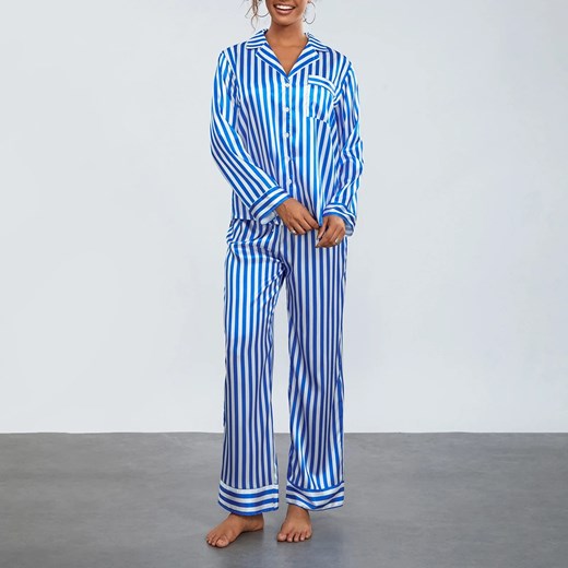 Damska piżama w pionowe paski - Niebieski S ze sklepu Intimica.pl w kategorii Piżamy damskie - zdjęcie 186354078