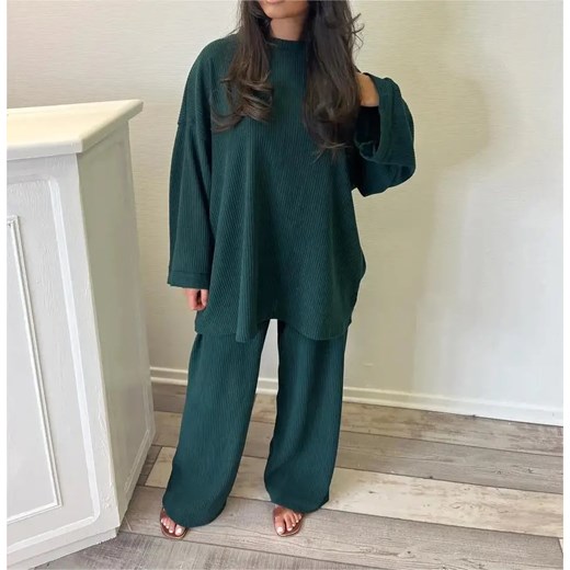 Damski komplet z długą bluzką - Zielony S ze sklepu Intimica.pl w kategorii Piżamy damskie - zdjęcie 186354245