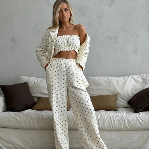 Damski zestaw trzyczęściowy we wzory - Biało-czarny S ze sklepu Intimica.pl w kategorii Piżamy damskie - zdjęcie 186354577