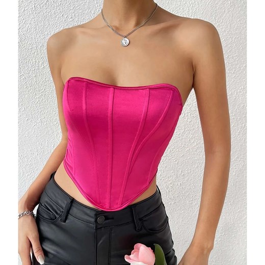 Gorset z satynowego materiału - Różowy XS ze sklepu Intimica.pl w kategorii Bluzki damskie - zdjęcie 186357186
