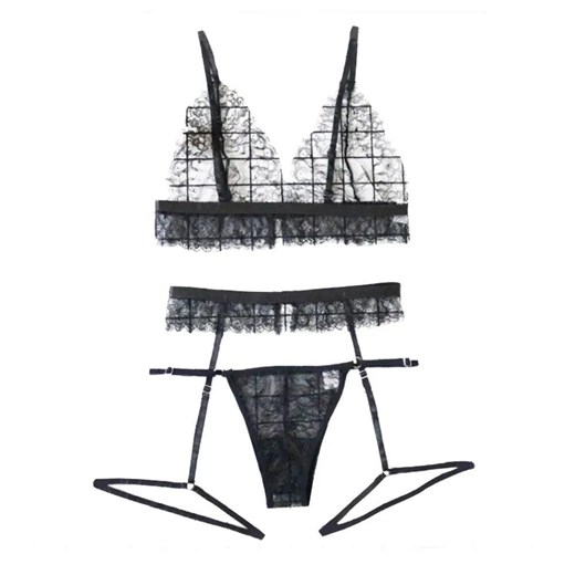 Komplet bielizny wieczorowej - Czarny S ze sklepu Intimica.pl w kategorii Komplety bielizny damskiej - zdjęcie 186359525