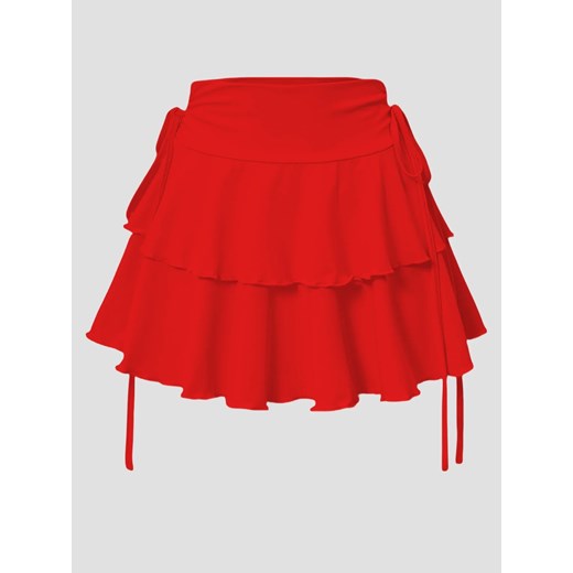 Spódniczka mini z ozdobnymi falbanami - Czerwony XS ze sklepu Intimica.pl w kategorii Spódnice - zdjęcie 186367887