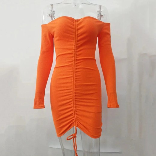 Sukienka mini ze ściągaczem - Pomarańczowy S ze sklepu Intimica.pl w kategorii Sukienki - zdjęcie 186369257