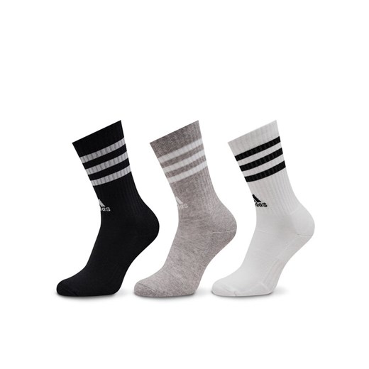 Skarpety długie adidas 3-Stripes Cushioned Crew Socks 3 Pairs IC1323 Szary ze sklepu eobuwie.pl w kategorii Skarpetki męskie - zdjęcie 186372369
