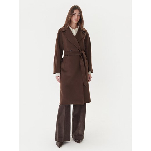 Weekend Max Mara Płaszcz wełniany Resina 2525016102 Brązowy Regular Fit ze sklepu MODIVO w kategorii Płaszcze damskie - zdjęcie 186375415
