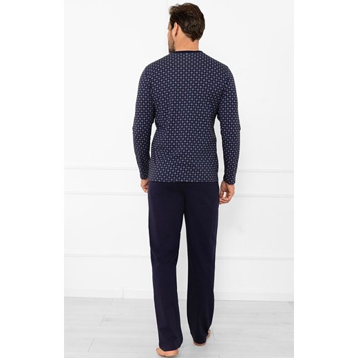 Piżama męska z długim rękawem i długimi spodniami Gerard, Kolor granatowy-wzór, Rozmiar M, Italian Fashion ze sklepu Primodo w kategorii Piżamy męskie - zdjęcie 186376216