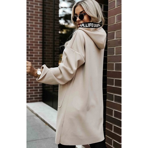 Casualowy płaszczyk z zamkiem beżowy 632-1, Kolor beżowy, Rozmiar one size, NUMOCO BASIC ze sklepu Primodo w kategorii Płaszcze damskie - zdjęcie 186376286