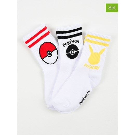 Pokémon Skarpety (3 pary) &quot;Pokemon&quot; w kolorze białym ze sklepu Limango Polska w kategorii Skarpetki dziecięce - zdjęcie 186376386