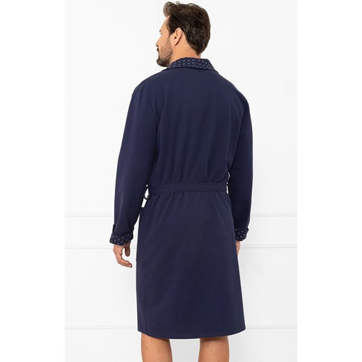 Bawełniany szlafrok męski Gerard, Kolor granatowy, Rozmiar M, Italian Fashion ze sklepu Intymna w kategorii Szlafroki męskie - zdjęcie 186376568