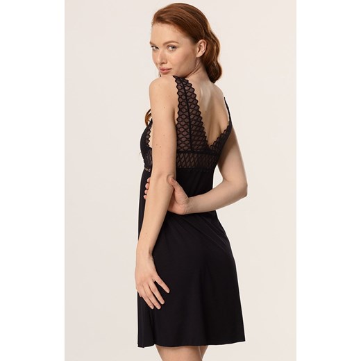 Koszulka nocna damska z wiskozy z koronką plus size Tristane, Kolor czarny, Rozmiar XXL, Mefemi ze sklepu Intymna w kategorii Koszule nocne - zdjęcie 186376598