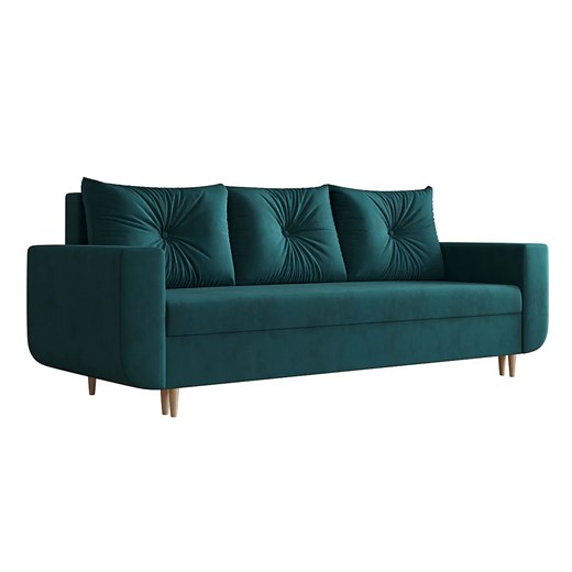 Welurowa rozkładana sofa w kolorze morskim N2-C97 ze sklepu Edinos.pl w kategorii Sofy i kanapy - zdjęcie 186376715
