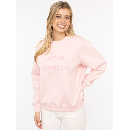 Zwillingsherz Bluza &quot;Happy Vibes&quot; w kolorze jasnoróżowym ze sklepu Limango Polska w kategorii Bluzy damskie - zdjęcie 186378507