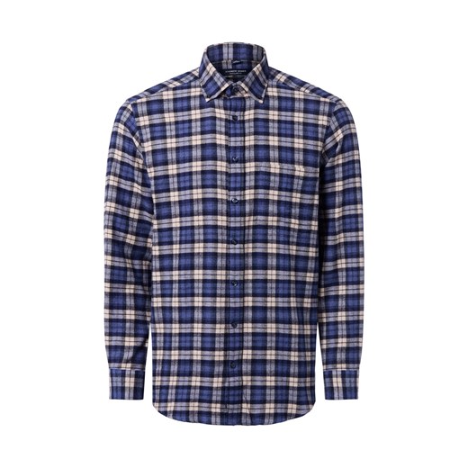 Andrew James Męska koszula flanelowa Mężczyźni Regular Fit Bawełna piaskowy w kratkę ze sklepu vangraaf w kategorii Koszule męskie - zdjęcie 186379926
