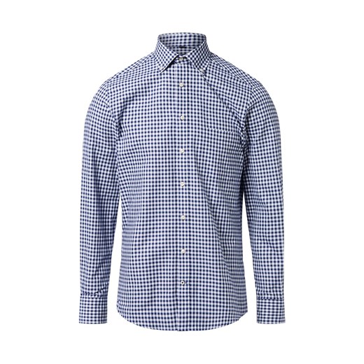 Nils Sundström Męska koszula casual Mężczyźni Regular Fit Bawełna niebieski w kratkę ze sklepu vangraaf w kategorii Koszule męskie - zdjęcie 186379928