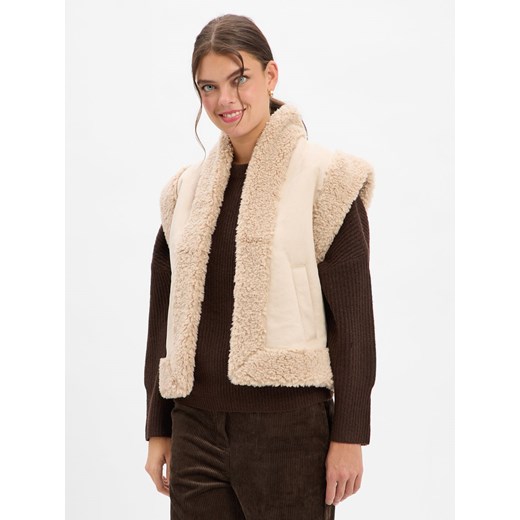 Nümph Damska kamizelka ze sztucznego futra - Nuelliot Kobiety Sztuczne włókno beżowy jednolity ze sklepu vangraaf w kategorii Kamizelki damskie - zdjęcie 186379946