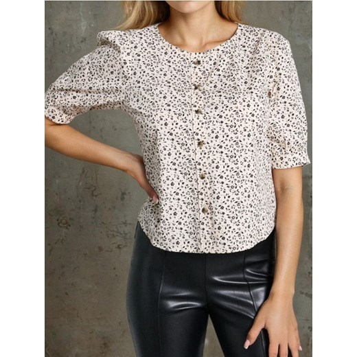 Sinsay - Bawełniana bluzka z guzikami w kwiatki - wielobarwny ze sklepu Sinsay w kategorii Bluzki damskie - zdjęcie 186380677