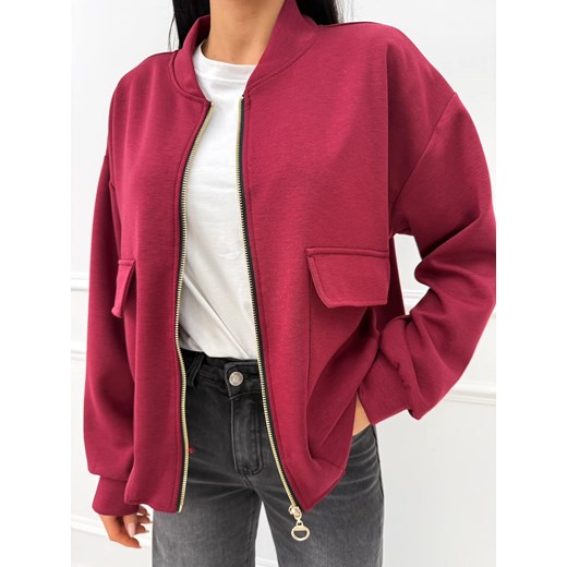 Bordowa Rozpinana Bluza ze sklepu ModnaKiecka.pl w kategorii Bluzy damskie - zdjęcie 186380977