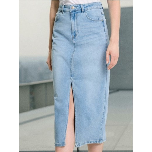 Sinsay - Jeansowa spódnica midi z rozcięciem - niebieski ze sklepu Sinsay w kategorii Spódnice - zdjęcie 186383285