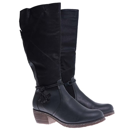 Ocieplane czarne kozaki damskie na niskim obcasie /F4-1 15271 T436/ 37 Pantofelek24.pl