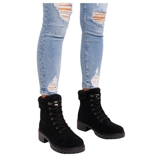 Czarne ocieplane botki trapery /F4-1 18171 T434/ 39 Pantofelek24.pl