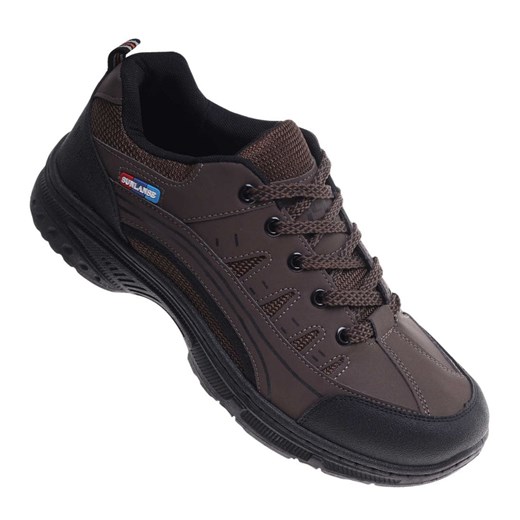 Sznurowane męskie buty trekkingowe Brązowe /E8-1 18168 S393/ ze sklepu Pantofelek24.pl w kategorii Buty trekkingowe męskie - zdjęcie 186384089
