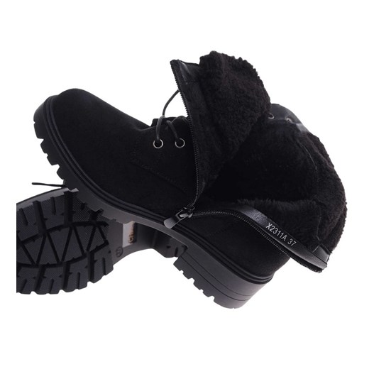 Czarne ocieplane botki trapery /F4-1 18171 T434/ 37 Pantofelek24.pl