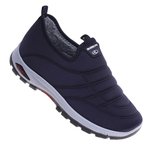 Wsuwane sneakersy męskie z ociepleniem Granatowe /D9-3 18250 T386/ ze sklepu Pantofelek24.pl w kategorii Półbuty męskie - zdjęcie 186384335