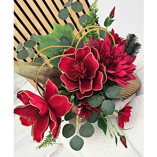 Duży stroik Czerwone kwiaty KOMP131 M700 ze sklepu Pantofelek24.pl w kategorii Dekoracje - zdjęcie 186384556