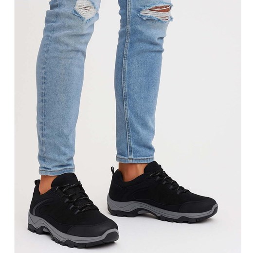 Czarne męskie buty trekkingowe /G12-1 18176  T389/ ze sklepu Pantofelek24.pl w kategorii Buty trekkingowe męskie - zdjęcie 186384989