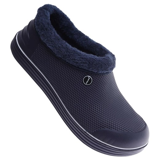 Męskie kalosze piankowe z futerkiem Granatowo białe /H2 18167 T291/ ze sklepu Pantofelek24.pl w kategorii Kalosze damskie - zdjęcie 186385128