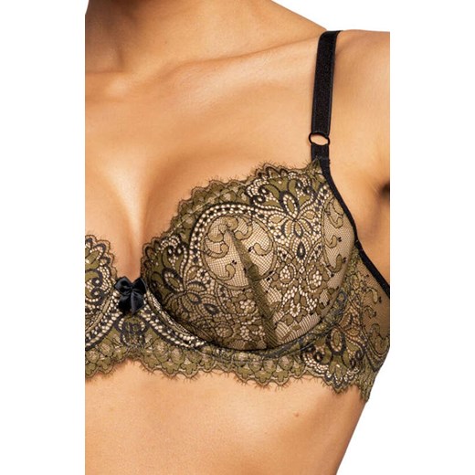 Biustonosz push-up khaki-czarny Chelsea M-3703/11, Kolor khaki-czarny, Rozmiar 80E, Mat ze sklepu Intymna w kategorii Biustonosze - zdjęcie 186386036