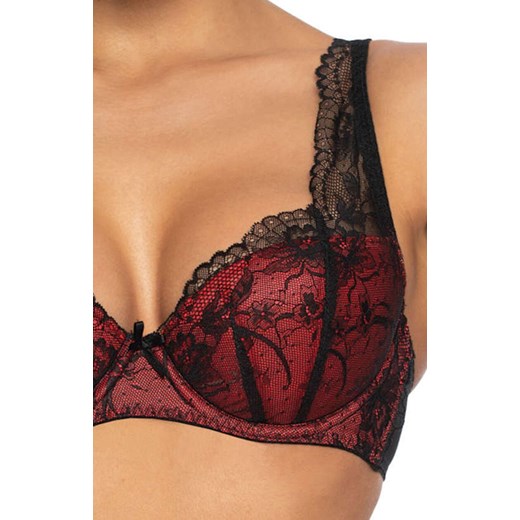 Biustonosz usztywniany Percy M-3530/22, Kolor czarno-czerwony, Rozmiar 80E, Mat ze sklepu Intymna w kategorii Biustonosze - zdjęcie 186386049