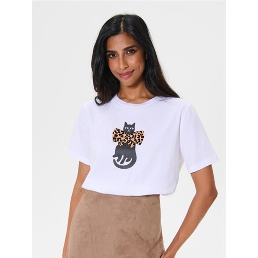 Sinsay - Koszulka z nadrukiem - biały Sinsay XXS Sinsay