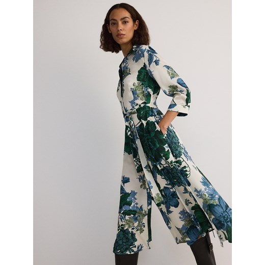 Reserved - Koszulowa sukienka midi - wielobarwny ze sklepu Reserved w kategorii Sukienki - zdjęcie 186386609