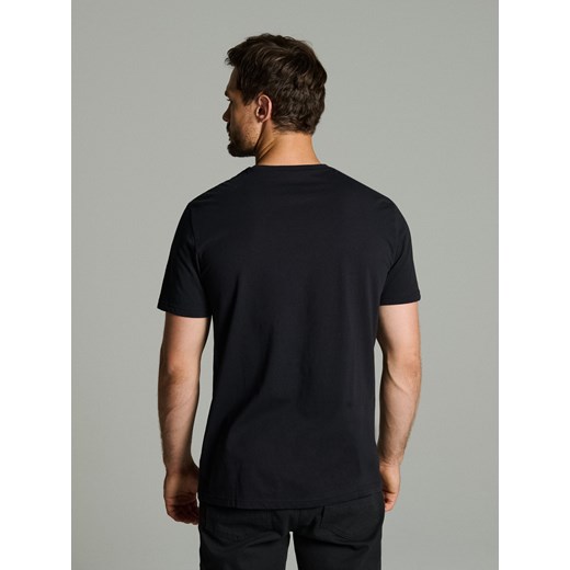 Sinsay - Bawełniana koszulka z nadrukiem - granatowy Sinsay XL Sinsay