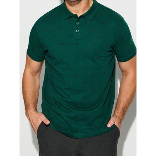 Sinsay - Bawełniana koszulka polo - zielony ze sklepu Sinsay w kategorii T-shirty męskie - zdjęcie 186389148