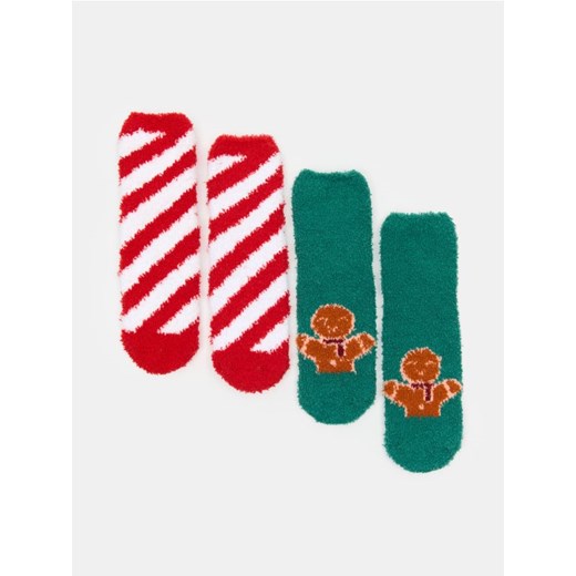 Sinsay - Puszyste skarpety z motywem świątecznym 2 pack - wielobarwny - id: 950FZ-MLC - marki Sinsay - 186389205 Sinsay - Puszyste skarpety z motywem świątecznym 2 pack - wielobarwny ze sklepu Sinsay w kategorii Skarpetki dziecięce - zdjęcie 186389205