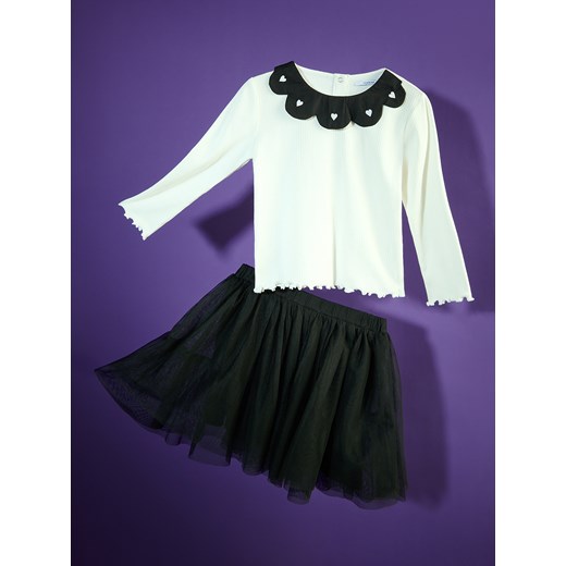 Reserved - Bluzka z kontrastowym kołnierzem - złamana biel Reserved 98 (2-3 lata) Reserved