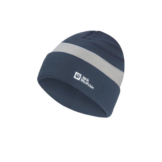 Jack Wolfskin Czapka beanie &quot;Stripy&quot; w kolorze szaro-granatowym ze sklepu Limango Polska w kategorii Czapki dziecięce - zdjęcie 186392046