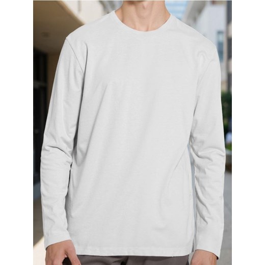 Sinsay - Bawełniana koszulka z długimi rękawami - biały ze sklepu Sinsay w kategorii T-shirty męskie - zdjęcie 186398887