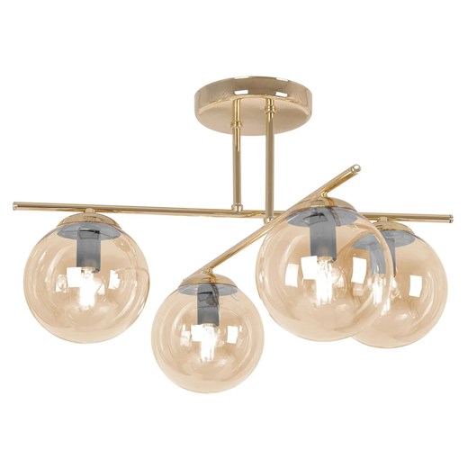 Złoto-bursztynowa lampa sufitowa glamour z 4 kloszami - A673-Didaro ze sklepu Edinos.pl w kategorii Lampy sufitowe - zdjęcie 186399019