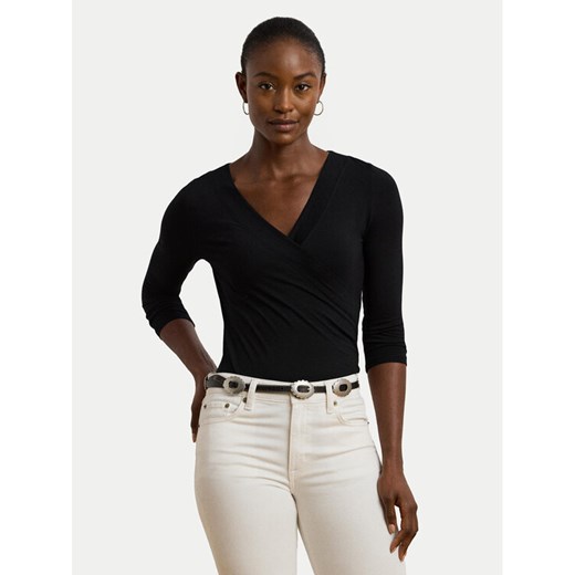 Lauren Ralph Lauren Bluzka 200824366001 Czarny Slim Fit ze sklepu MODIVO w kategorii Bluzki damskie - zdjęcie 186399097