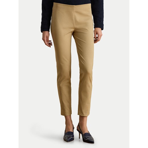 Lauren Ralph Lauren Spodnie materiałowe 200631310018 Beżowy Slim Fit ze sklepu MODIVO w kategorii Spodnie damskie - zdjęcie 186399128