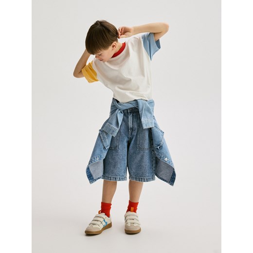 Reserved - Denimowe szorty baggy - niebieski ze sklepu Reserved w kategorii Spodenki chłopięce - zdjęcie 186400287