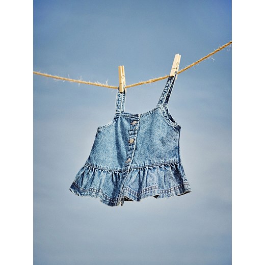 Reserved - Jeansowy top z falbaną - niebieski ze sklepu Reserved w kategorii Bluzki dziewczęce - zdjęcie 186401468