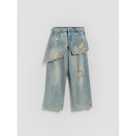 Reserved - Jeansy straight fit z spódnicą - niebieski ze sklepu Reserved w kategorii Spodnie dziewczęce - zdjęcie 186401567