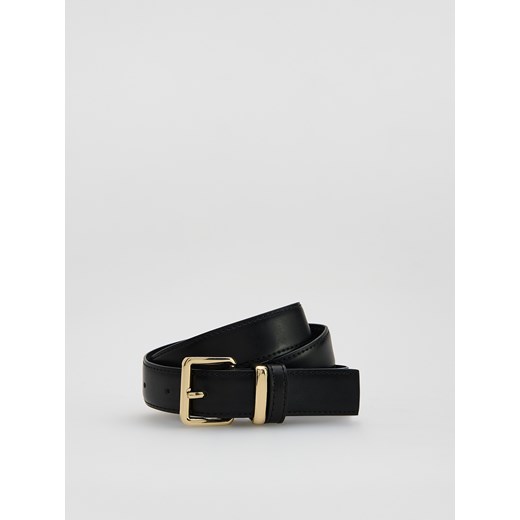 Reserved - Pasek z łączonych materiałów - czarny Reserved S Reserved