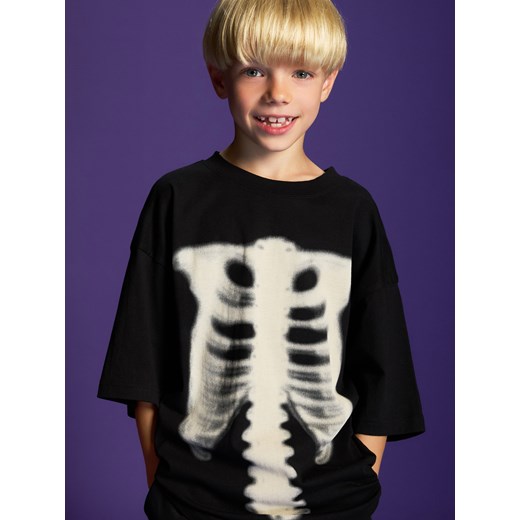 Reserved - Bawełniany t-shirt oversize - czarny ze sklepu Reserved w kategorii T-shirty chłopięce - zdjęcie 186404998